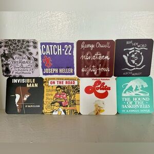 NWOT Book Cover Coaster Set - Set of Eight